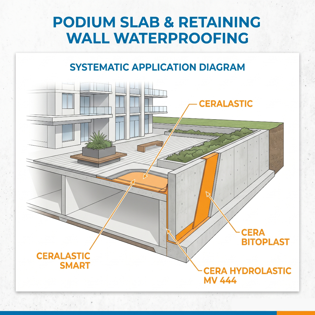 Podium Slab & Retaining Wall Waterproofing